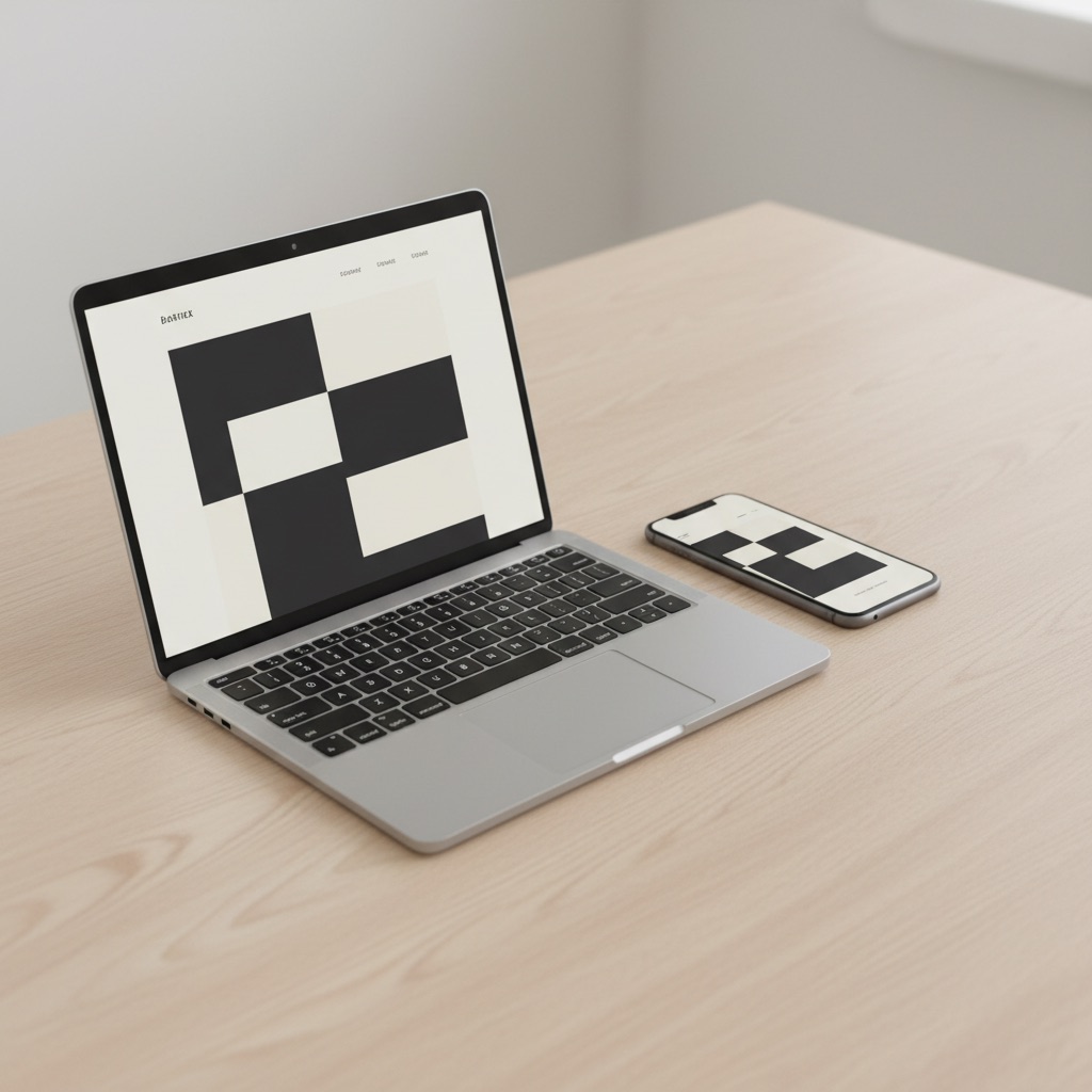 Hjemmeside vist på laptop og telefon